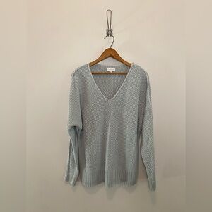 Lucky Brand Light Blue V-Neck Chunky Knit Sweater